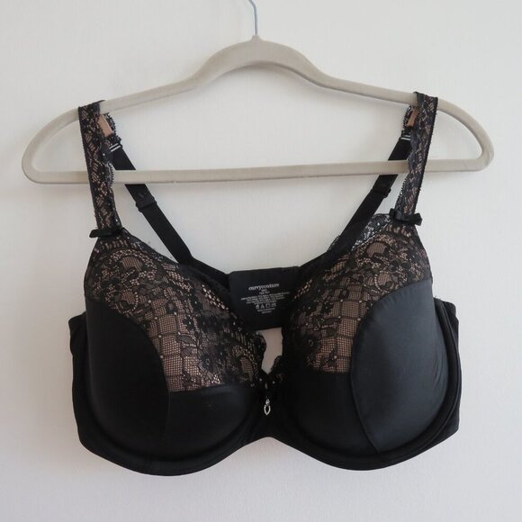 CURVY COUTURE Tulip Lace Push Up Balconette Bra in Black - Size 34G - Picture 2 of 13